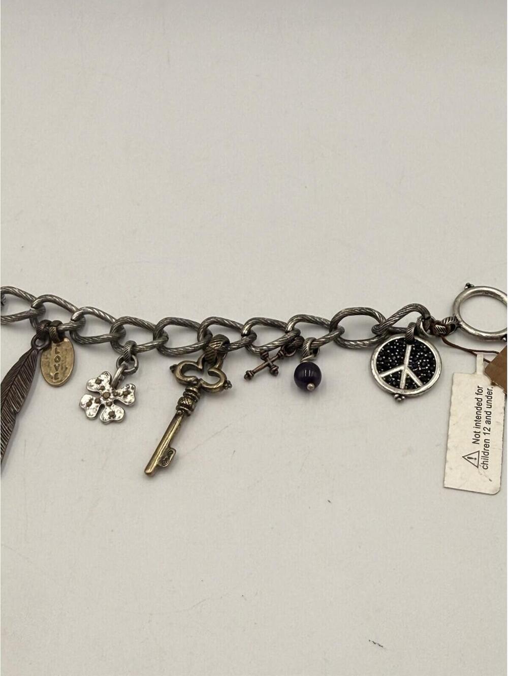 Lucky Brand Y2K Peace & Love Charm Bracelet Rustic Bohemian - Picture 3 of 6